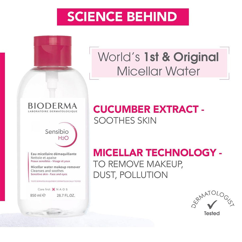Bioderma Sensibio H2O Cleansing & Make up Removing Micellar Water 850ml - Easy Pharmacy LLC