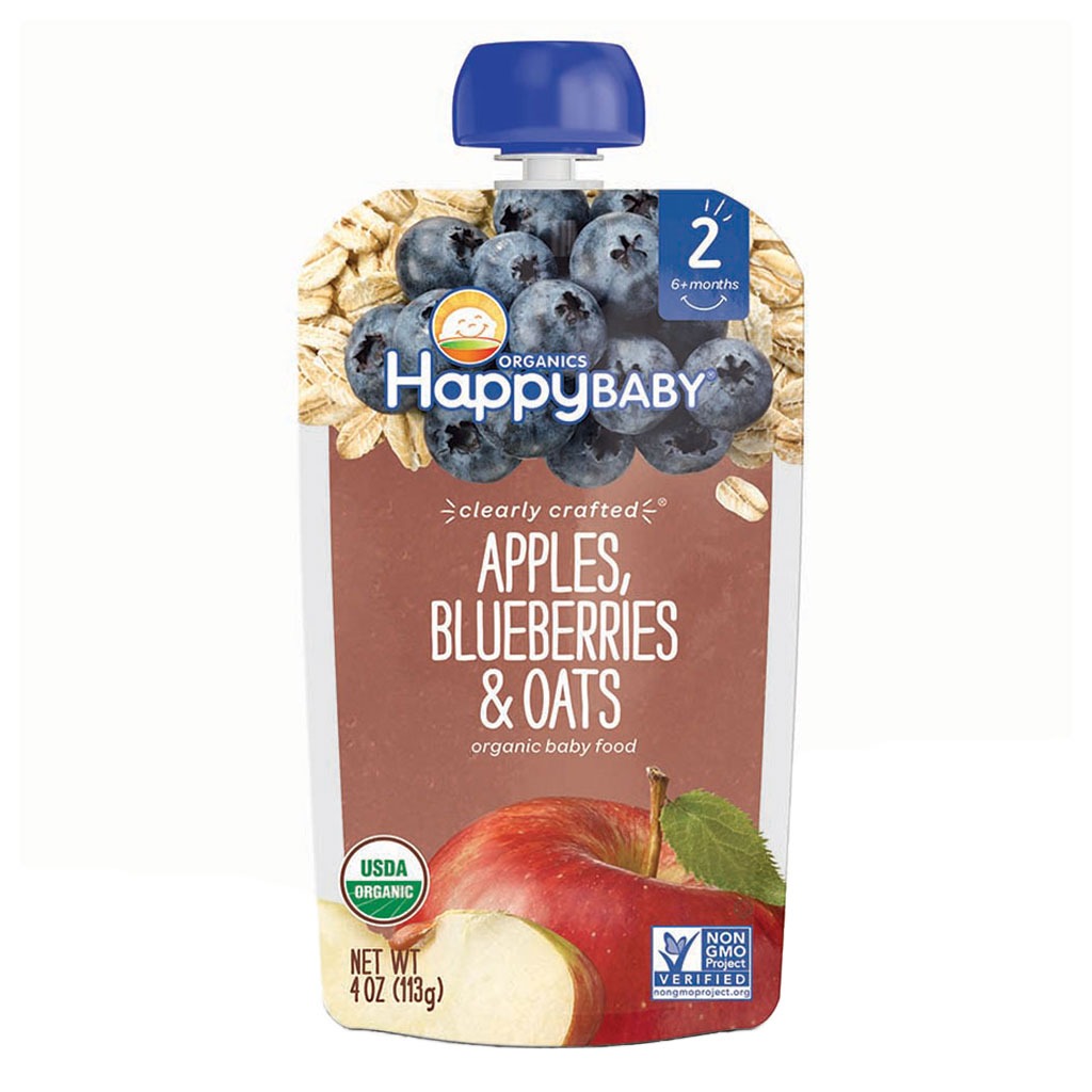 HappyBaby Organic Baby Food Apple, Blueberries And Oats 113 g - Easy Pharmacy LLC
