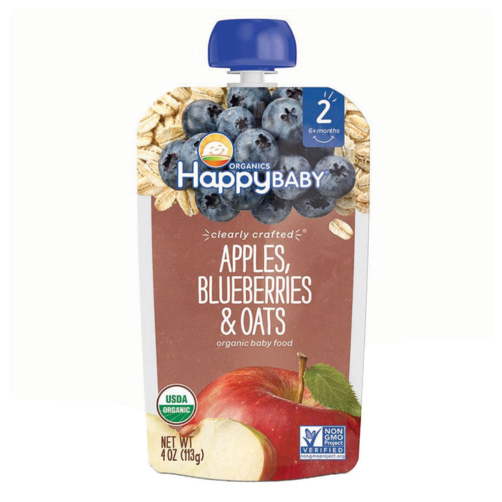 HappyBaby Organic Baby Food Apple, Blueberries And Oats 113 g - Easy Pharmacy LLC