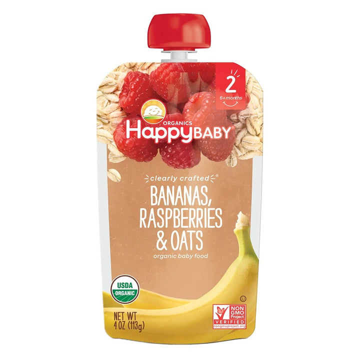 HappyBaby Organic Baby Food Bananas, Raspberries And Oats 113 g - Easy Pharmacy LLC