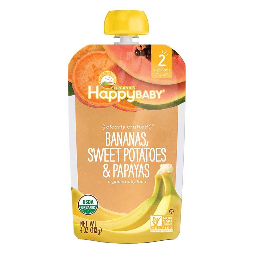 HappyBaby Organic Baby Food Bananas, Sweet Potatoes And Papayas 113 g - Easy Pharmacy LLC