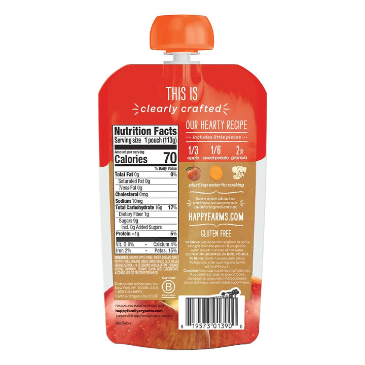 HappyBaby Organic Baby Food Apples, Sweet Potatoes And Granola 113 g - Easy Pharmacy LLC