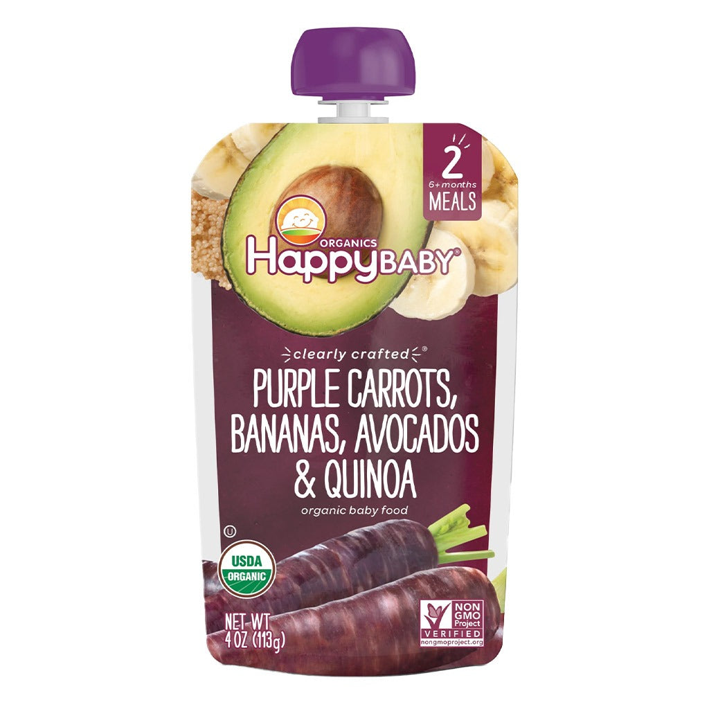 HappyBaby Organic Baby Food Purple Carrots, Bananas, Avocados And Quinoa 113 g - Easy Pharmacy LLC