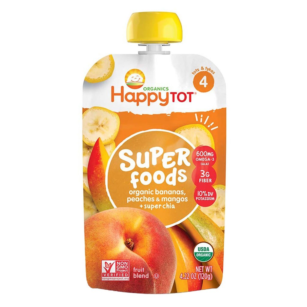HappyTot SuperFoods Bananas, Peaches & Mangoes + SuperChia 120 g - Easy Pharmacy LLC
