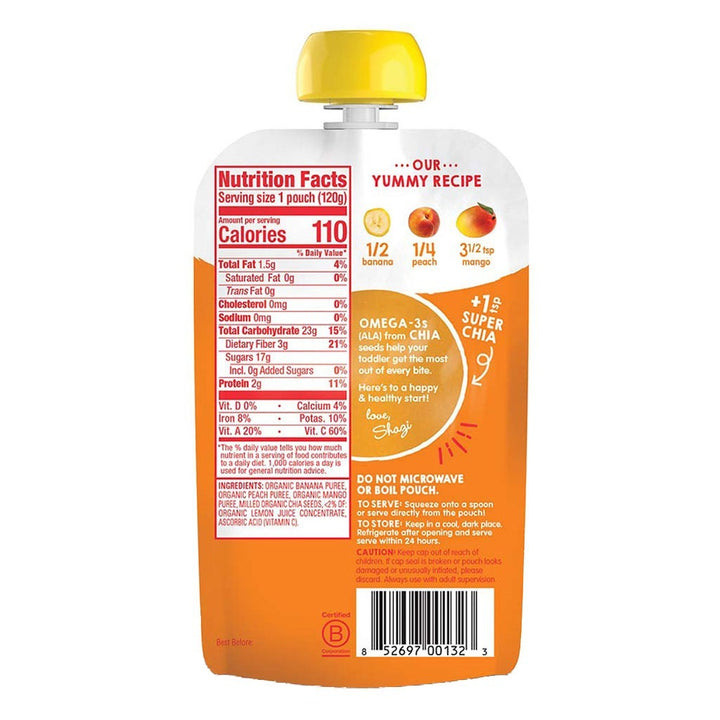 HappyTot SuperFoods Bananas, Peaches & Mangoes + SuperChia 120 g - Easy Pharmacy LLC