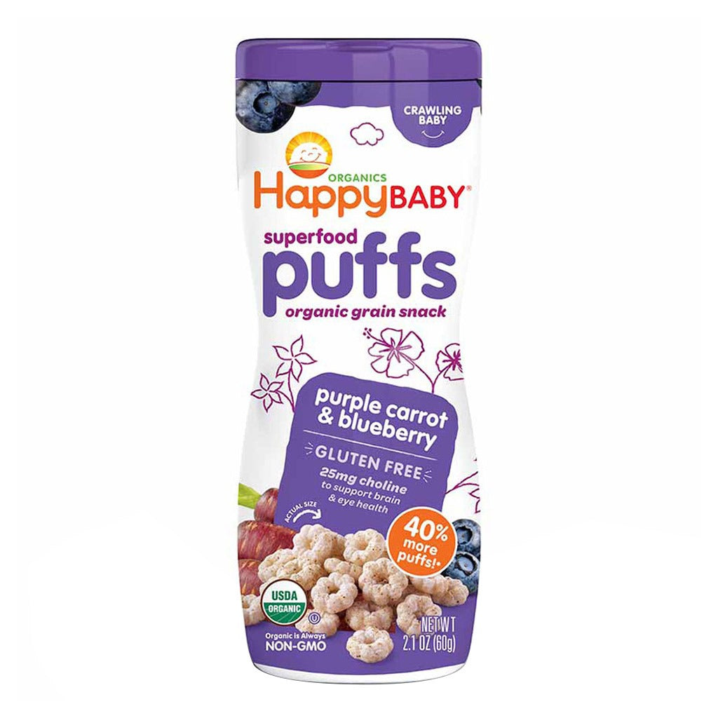 HappyBaby® Superfood Puffs Purple Carrot & BlueBerry 60 g - Easy Pharmacy LLC