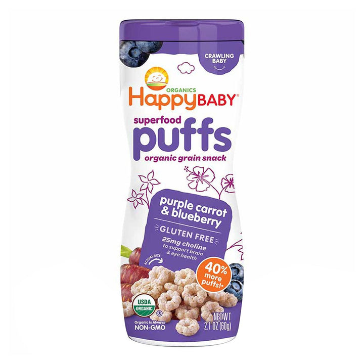 HappyBaby® Superfood Puffs Purple Carrot & BlueBerry 60 g - Easy Pharmacy LLC