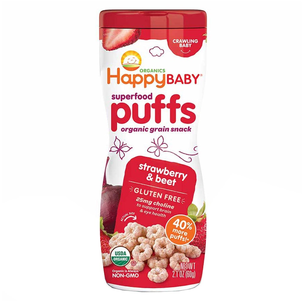 HappyBaby SuperFood Puffs Strawberry & Beet 60 g - Easy Pharmacy LLC
