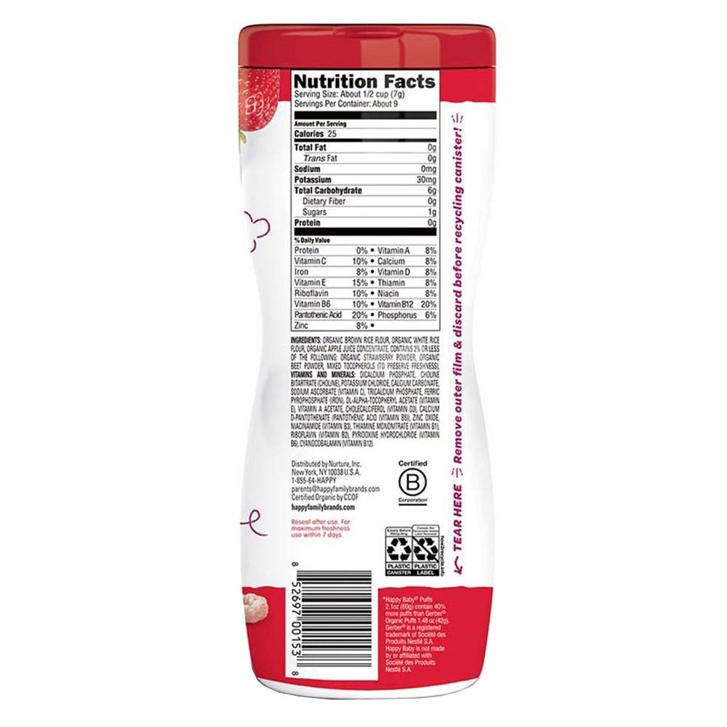 HappyBaby SuperFood Puffs Strawberry & Beet 60 g - Easy Pharmacy LLC