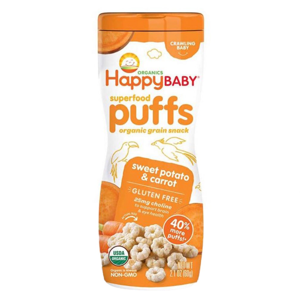 HappyBaby SuperFood Puffs SweetPotato And Carrot 60 g - Easy Pharmacy LLC