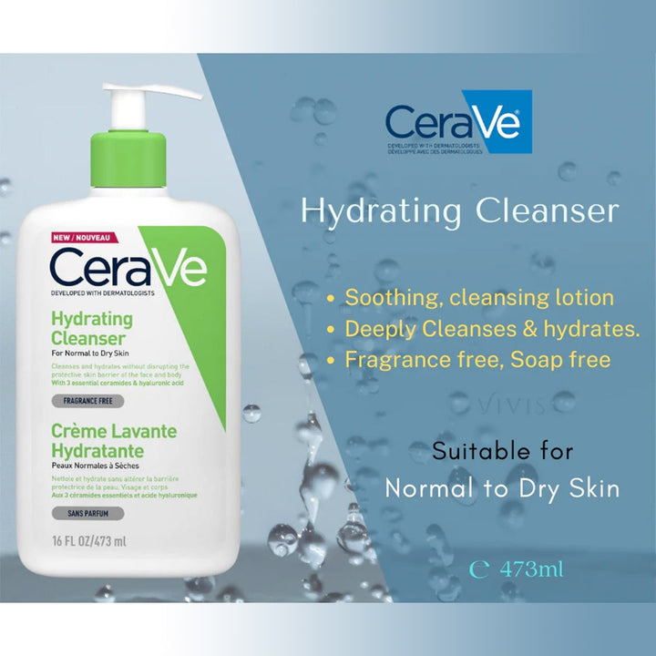 CeraVe Hydrating Fragrance Free Cleanser For Normal To Dry Skin 473ml - Easy Pharmacy LLC