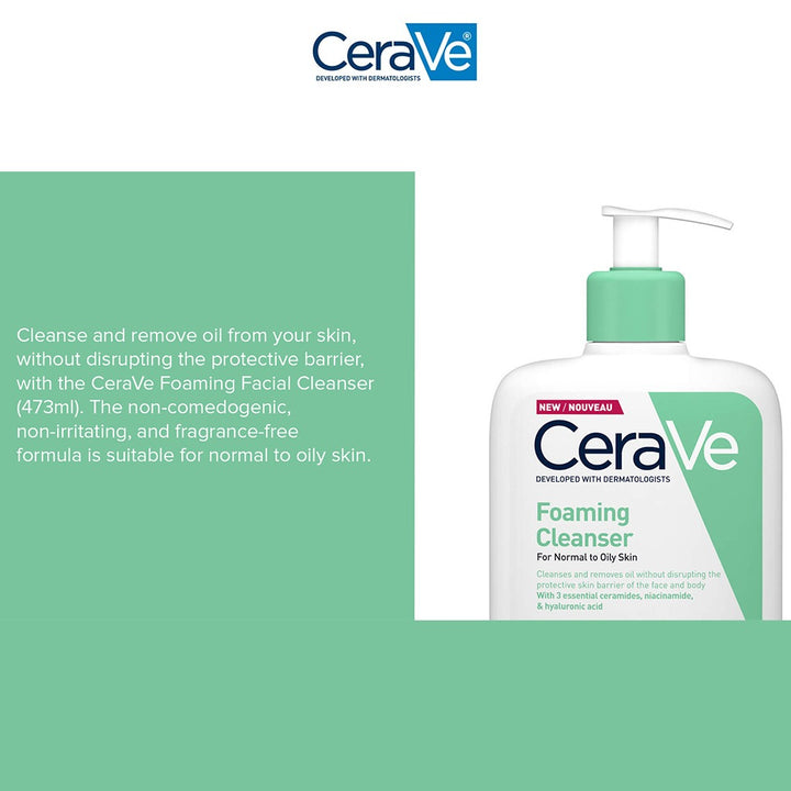 CeraVe Fragrance Free Foaming Cleanser For Normal To Oily Skin 473ml - Easy Pharmacy LLC