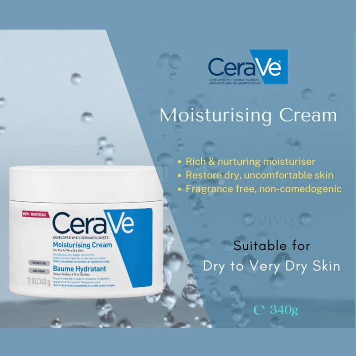 CeraVe Fragrance Free Moisturising Cream For Dry To Very Dry Skin 340g - Easy Pharmacy LLC