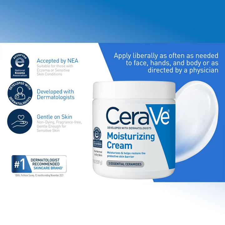 CeraVe Fragrance Free Moisturising Cream For Dry To Very Dry Skin 340g - Easy Pharmacy LLC