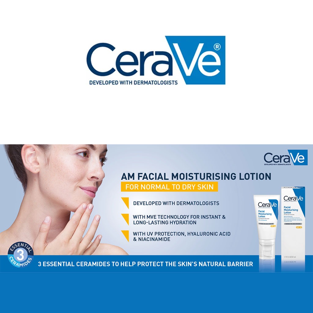 CeraVe Facial Moisturising SPF 25 AM Lotion For Normal To Dry Skin 52ml - Easy Pharmacy LLC