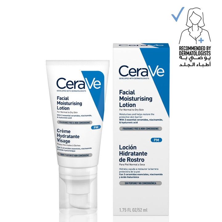 CeraVe Facial Moisturising PM Lotion For Normal To Dry Skin 52ml - Easy Pharmacy LLC