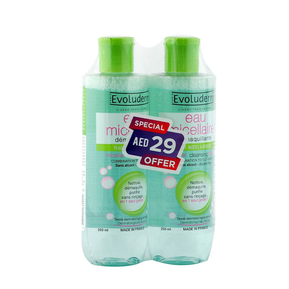 Evoluderm Micellar Water For Combination Skin 250 mL 1+1 PROMO PACK - Easy Pharmacy LLC