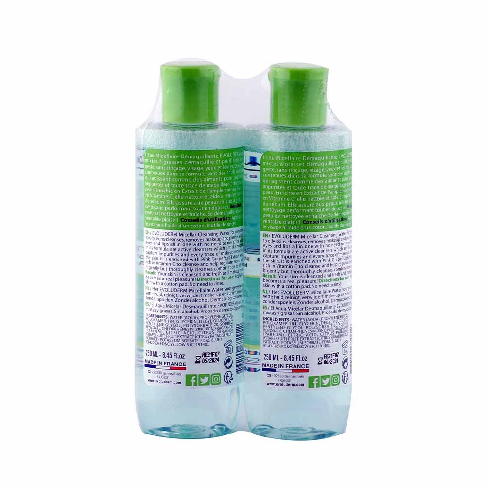Evoluderm Micellar Water For Combination Skin 250 mL 1+1 PROMO PACK - Easy Pharmacy LLC