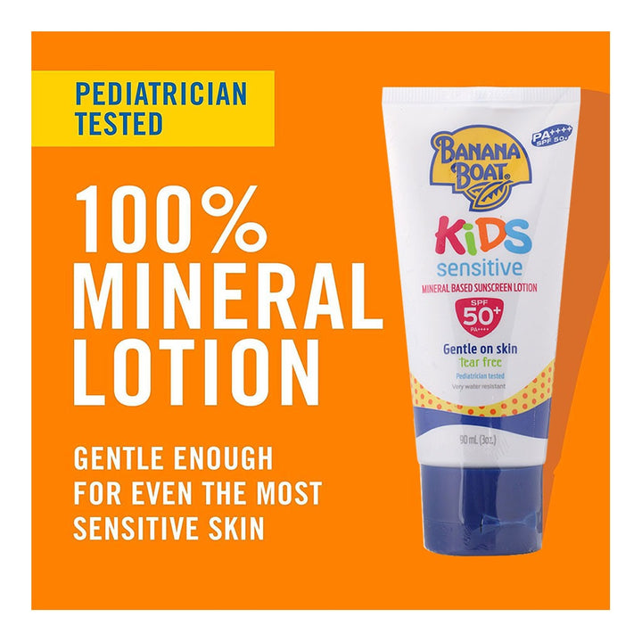 Banana Boat Kids Sensitive Tear - Free Mineral Based Sunscreen Lotion SPF 50+ PA++++ 90ml - Easy Pharmacy LLC