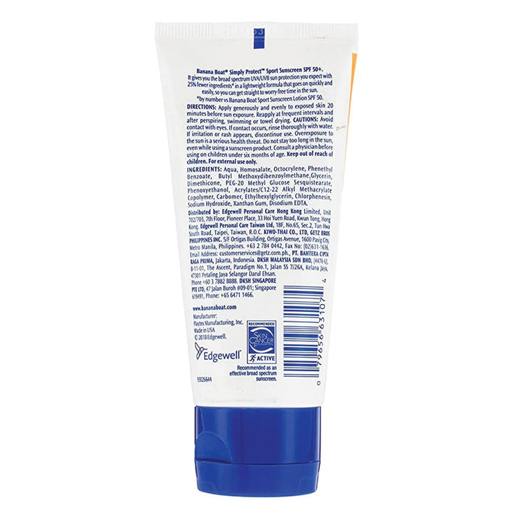 Banana Boat Simply Protect Sport Sunscreen Lotion SPF 50+, 90 mL - Easy Pharmacy LLC