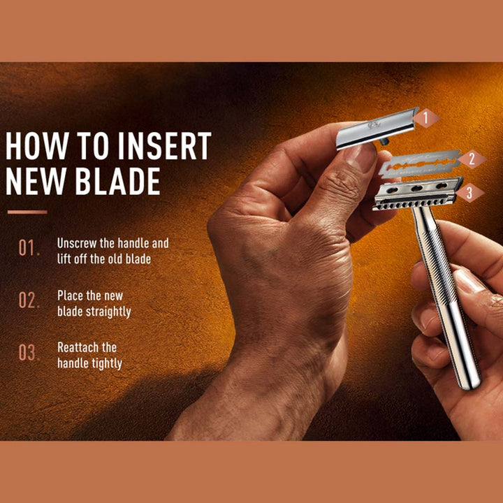 King C. Gillette Men’s Double Edge Safety Razor With Classic Inspired Chrome Plated Handle + Gillette’s Best Platinum Coated Double Edge Blades, Pack of 1 Handle + 5 Blades - Easy Pharmacy LLC