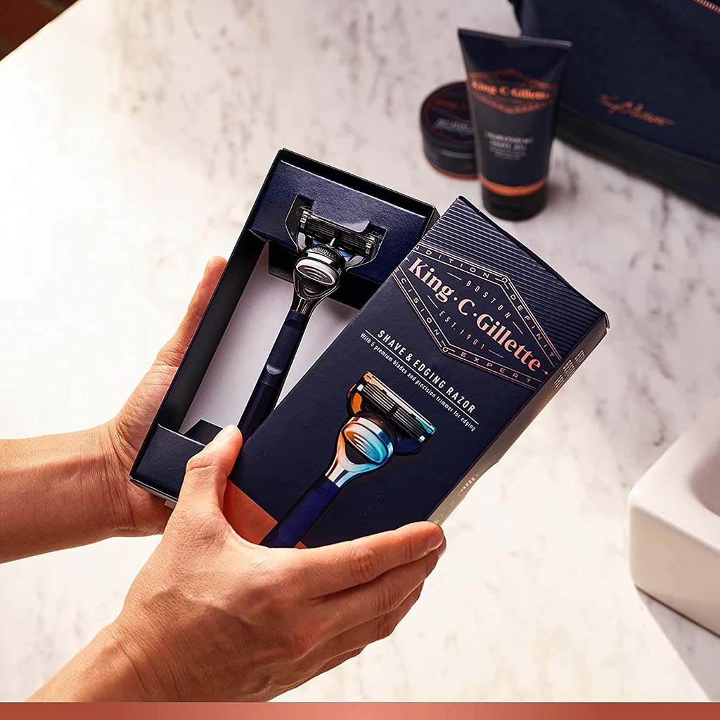 King C. Gillette Men’s Shave & Edging Razor With 5 Built In Premium Blades & Precision Trimmer, Pack of 1's - Easy Pharmacy LLC