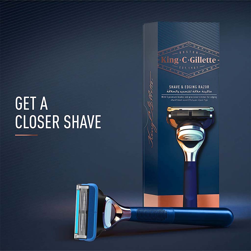 King C. Gillette Men’s Shave & Edging Razor With 5 Built In Premium Blades & Precision Trimmer, Pack of 1's - Easy Pharmacy LLC