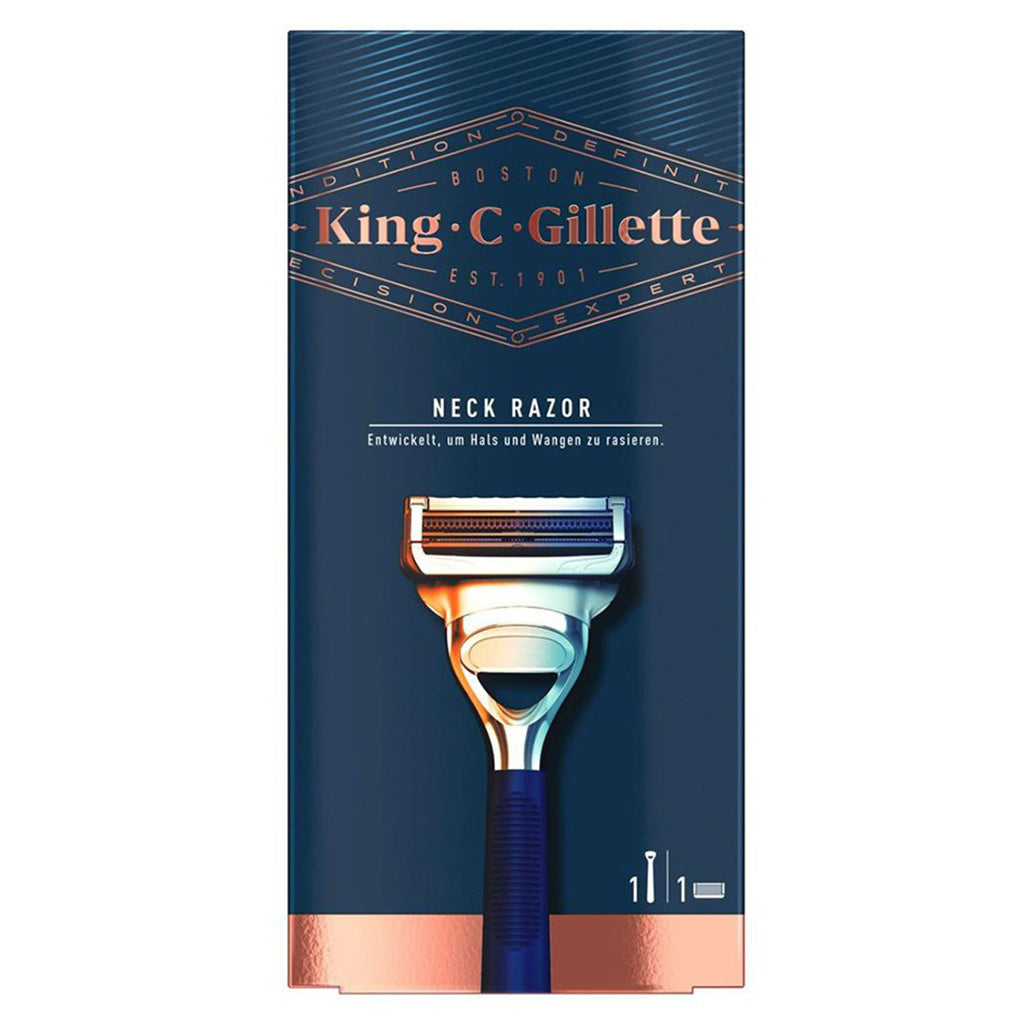 King C. Gillette Men’s Neck Razor With Gillette’s Best Sharpest Stainless Steel Platinum Coated Blades, Pack of 1's - Easy Pharmacy LLC