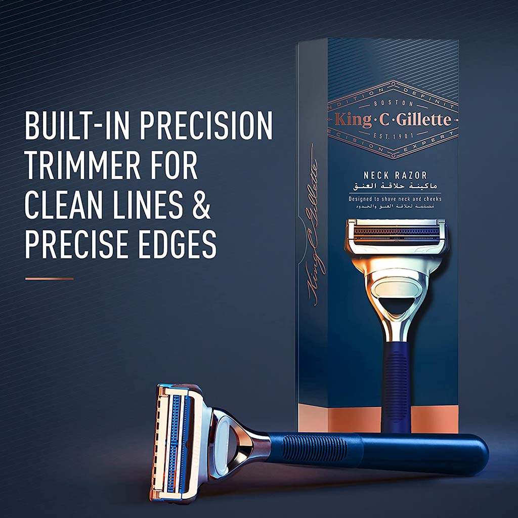 King C. Gillette Men’s Neck Razor With Gillette’s Best Sharpest Stainless Steel Platinum Coated Blades, Pack of 1's - Easy Pharmacy LLC