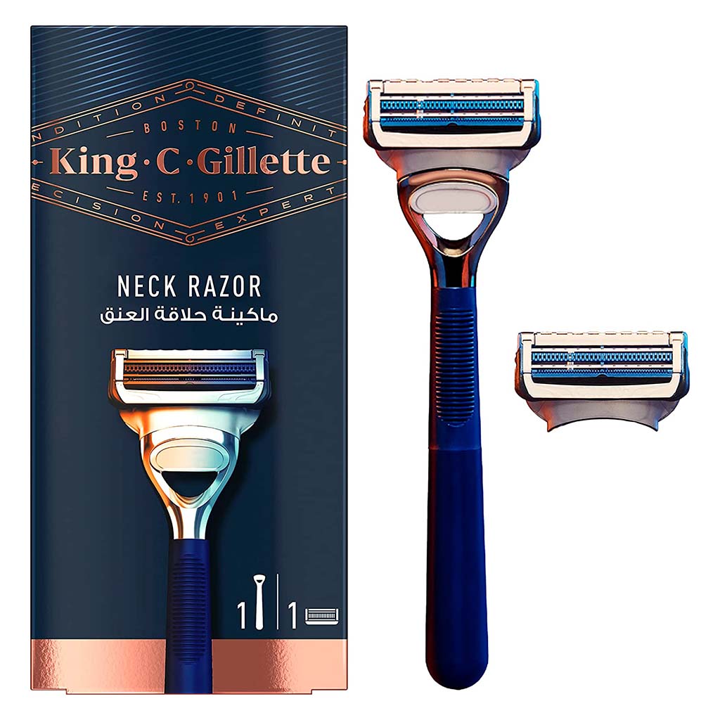 King C. Gillette Men’s Neck Razor With Gillette’s Best Sharpest Stainless Steel Platinum Coated Blades, Pack of 1's - Easy Pharmacy LLC