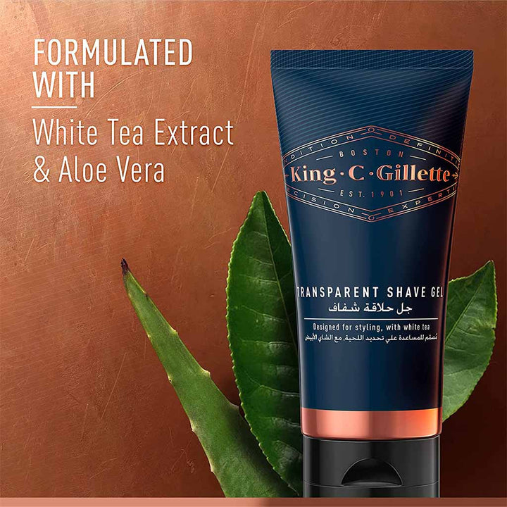 King C. Gillette Men’s Transparent, Non-Foaming Shave Gel With White Tea and Argan Oil 150ml - Easy Pharmacy LLC