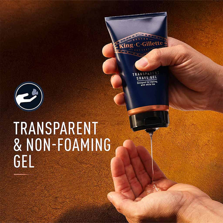 King C. Gillette Men’s Transparent, Non-Foaming Shave Gel With White Tea and Argan Oil 150ml - Easy Pharmacy LLC