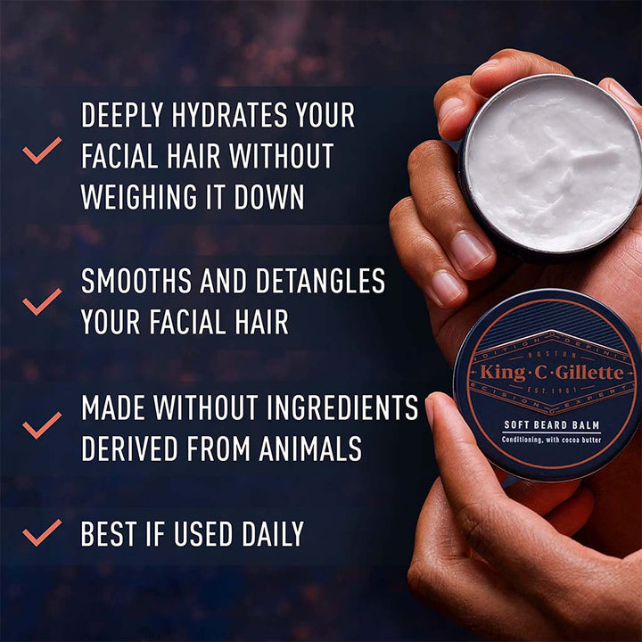 King C. Gillette Men’s Deep Conditioning Soft Beard Balm With Cocoa Butter, Argan Oil and Shea Butter 100ml - Easy Pharmacy LLC