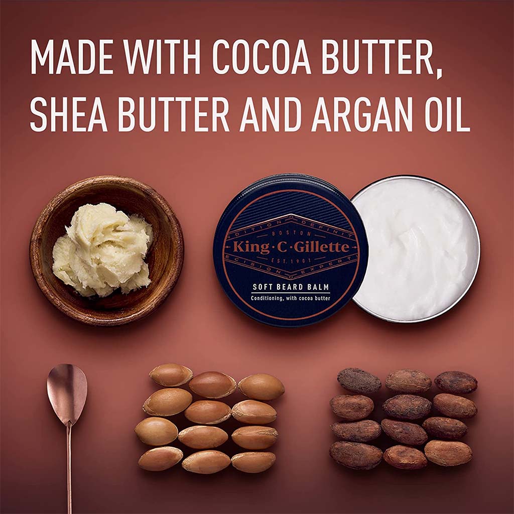 King C. Gillette Men’s Deep Conditioning Soft Beard Balm With Cocoa Butter, Argan Oil and Shea Butter 100ml - Easy Pharmacy LLC