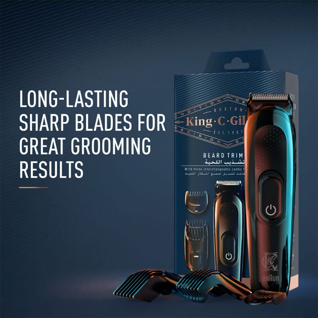 King C. Gillette Cordless Men’s Beard Trimmer Kit With Lifetime Sharp Blades & 3 Interchangeable Combs - Easy Pharmacy LLC