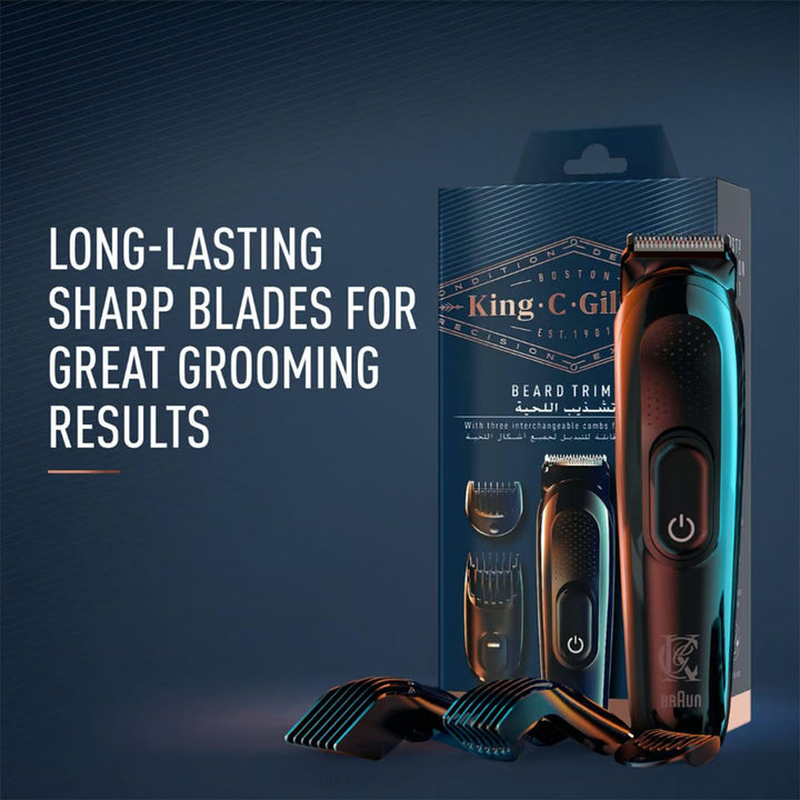King C. Gillette Cordless Men’s Beard Trimmer Kit With Lifetime Sharp Blades & 3 Interchangeable Combs - Easy Pharmacy LLC