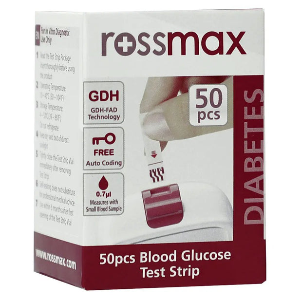 Rossmax HS200 Blood Sugar Test Strips For Diabetes Management, Pack of 50's