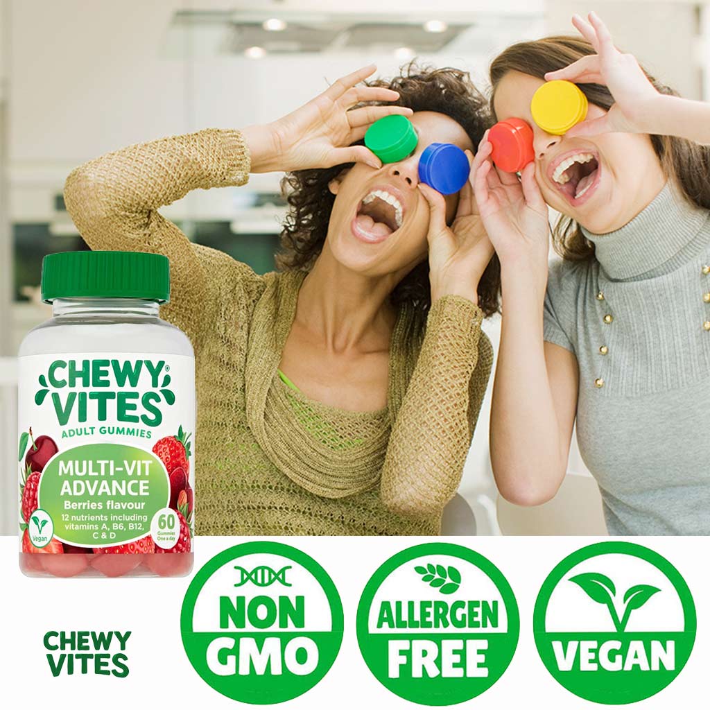 Chewy Vites Multi-Vit Advance Adult Multivitamin Supplement Gummies Berries Flavour, Pack of 60's - Easy Pharmacy LLC