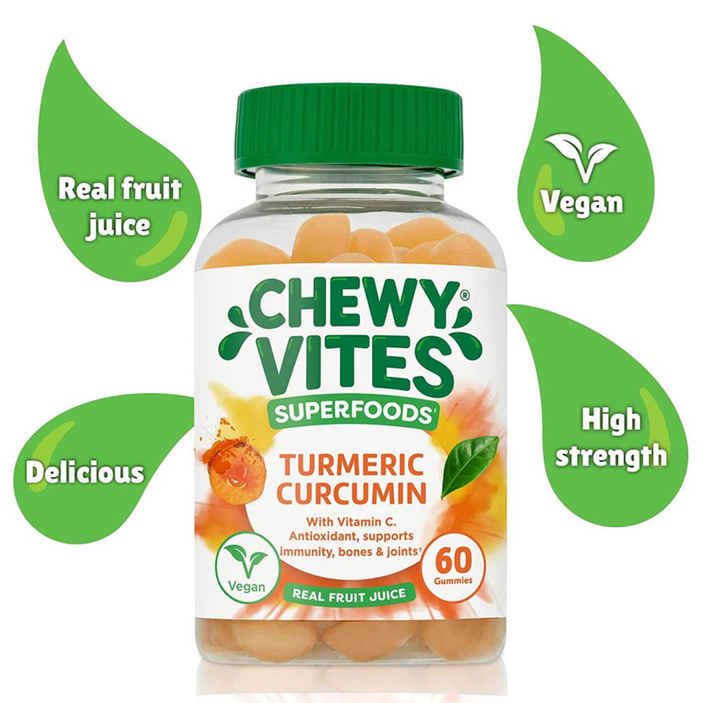 Chewy Vites Superfoods Turmeric Curcumin Gummies With Vitamin C For Antioxidant & Immunity Support, Pack of 60's - Easy Pharmacy LLC