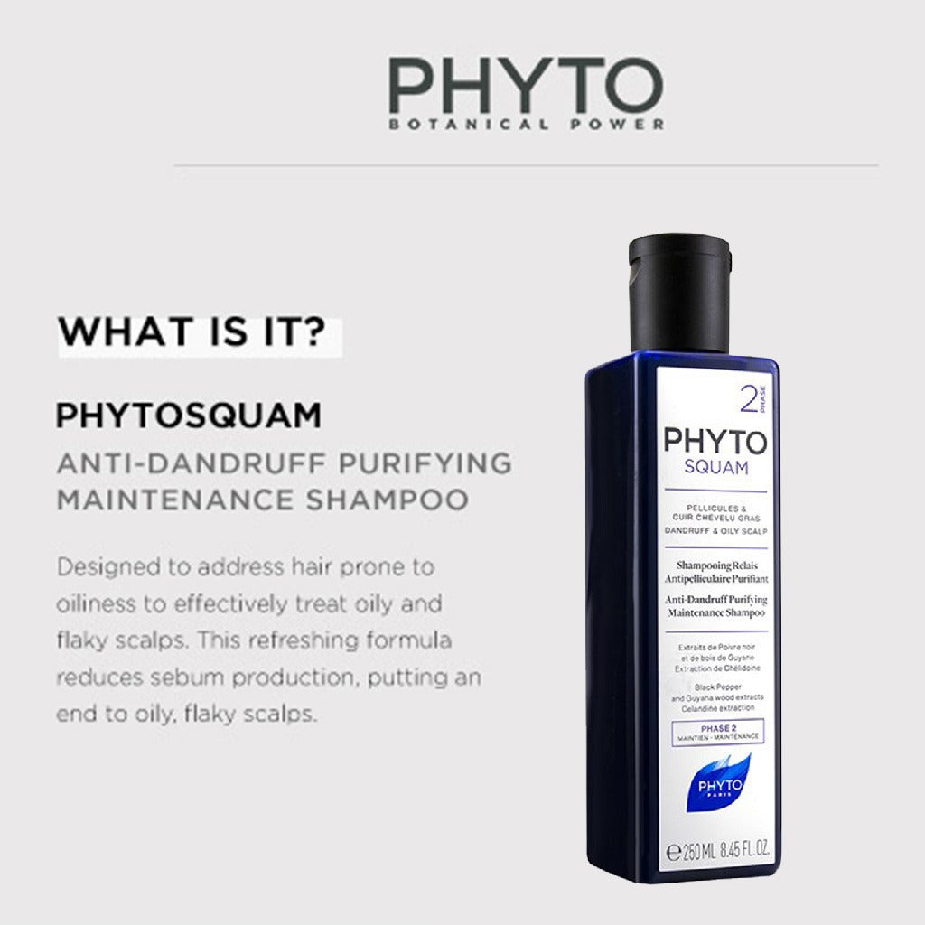 Phyto Phytosquam Phase 2 Anti-Dandruff Purifying Maintenance Shampoo For Dandruff & Oily Scalp 250ml - Easy Pharmacy LLC