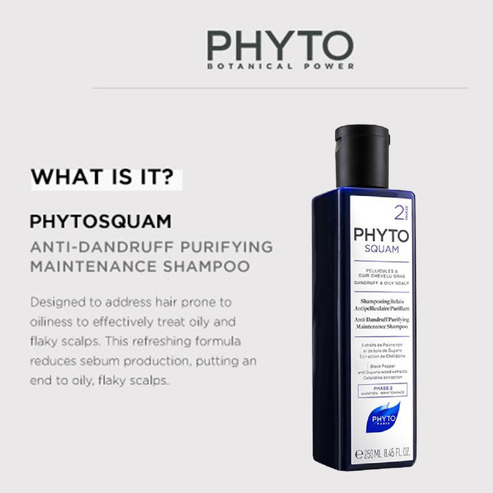 Phyto Phytosquam Phase 2 Anti-Dandruff Purifying Maintenance Shampoo For Dandruff & Oily Scalp 250ml - Easy Pharmacy LLC