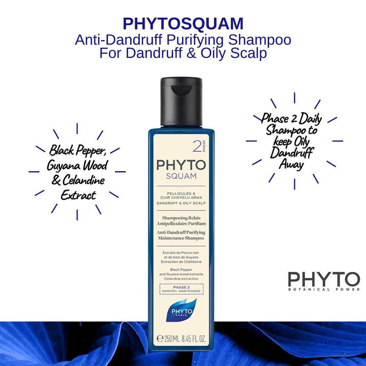 Phyto Phytosquam Phase 2 Anti-Dandruff Purifying Maintenance Shampoo For Dandruff & Oily Scalp 250ml - Easy Pharmacy LLC