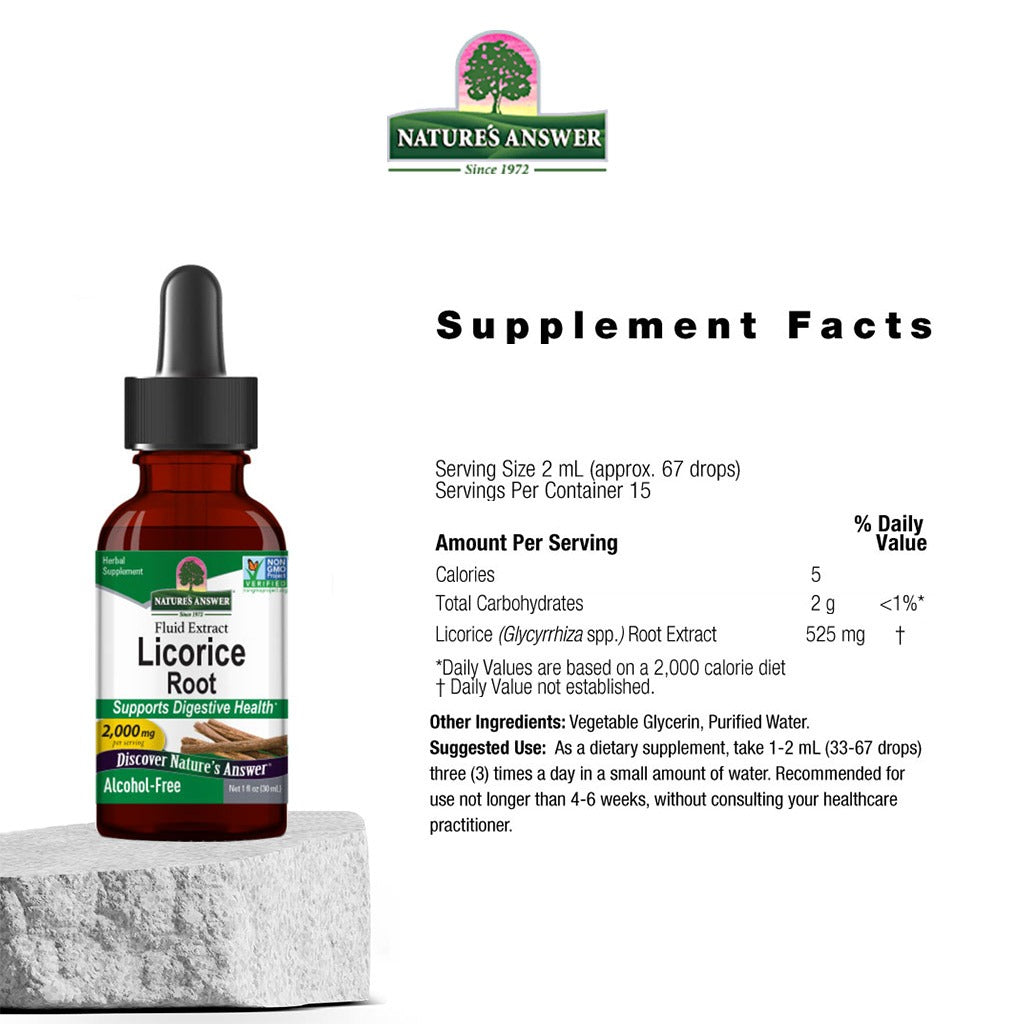 Nature's Answer Licorice Root 2000mg Fluid Extract Drops For Digestive Health, 30ml - Easy Pharmacy LLC