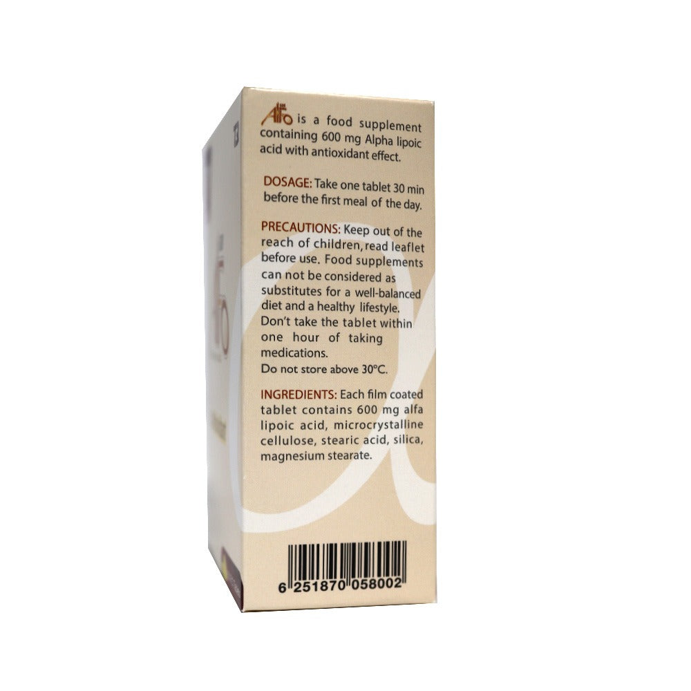Alfo Alpha Lipoic Acid 600mg Tablets For Antioxidant Support, Pack of 30's - Easy Pharmacy LLC