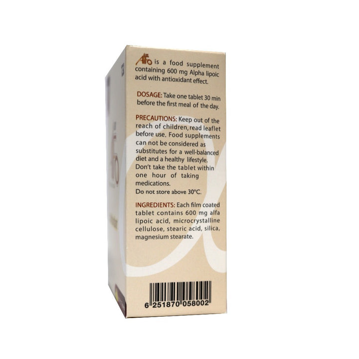 Alfo Alpha Lipoic Acid 600mg Tablets For Antioxidant Support, Pack of 30's - Easy Pharmacy LLC