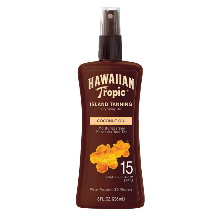 Hawaiian Tropic Island Tanning Dry Oil Pump Spray SPF 15, 236 mL - Easy Pharmacy LLC