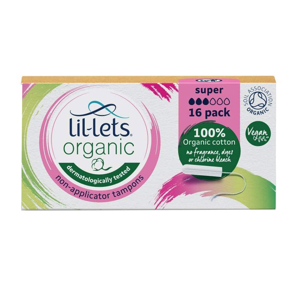 Lil-lets Organic Cotton Non-Applicator Tampons Super Pack 16's - Easy Pharmacy LLC