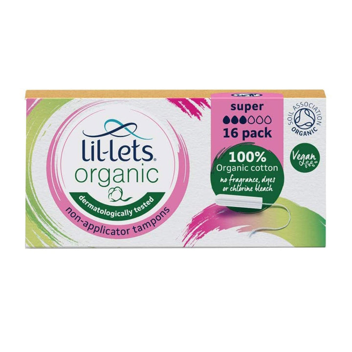 Lil-lets Organic Cotton Non-Applicator Tampons Super Pack 16's - Easy Pharmacy LLC