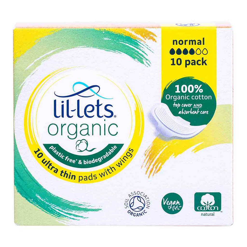 Lil-lets Organic Cotton Ultra-Thin Sanitary Pads With Wings Normal Pack 10's - Easy Pharmacy LLC