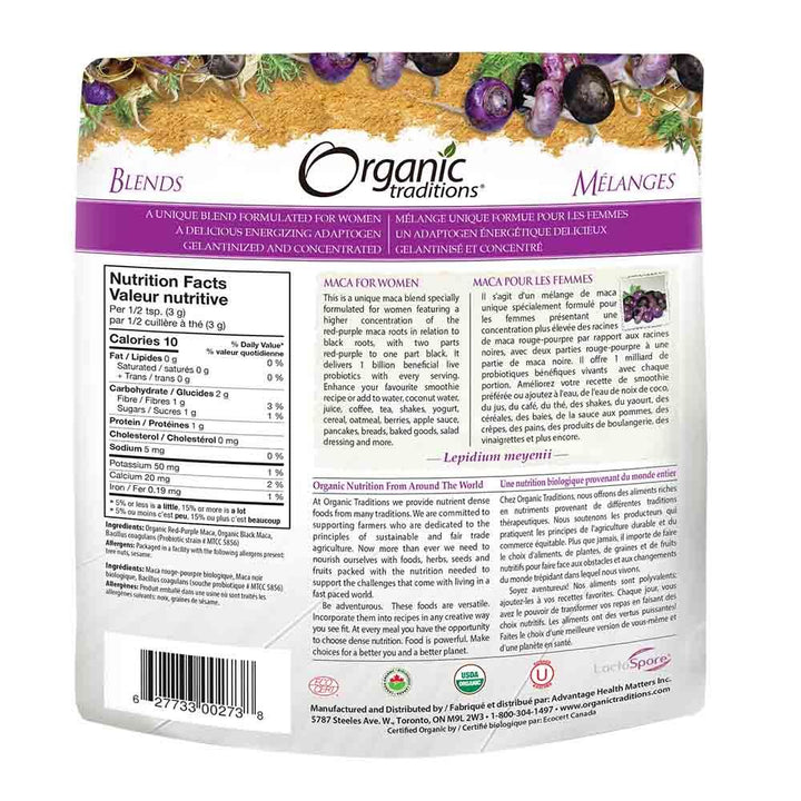 Organic Traditions Maca For Women With Probiotic Powder 150 g - Easy Pharmacy LLC